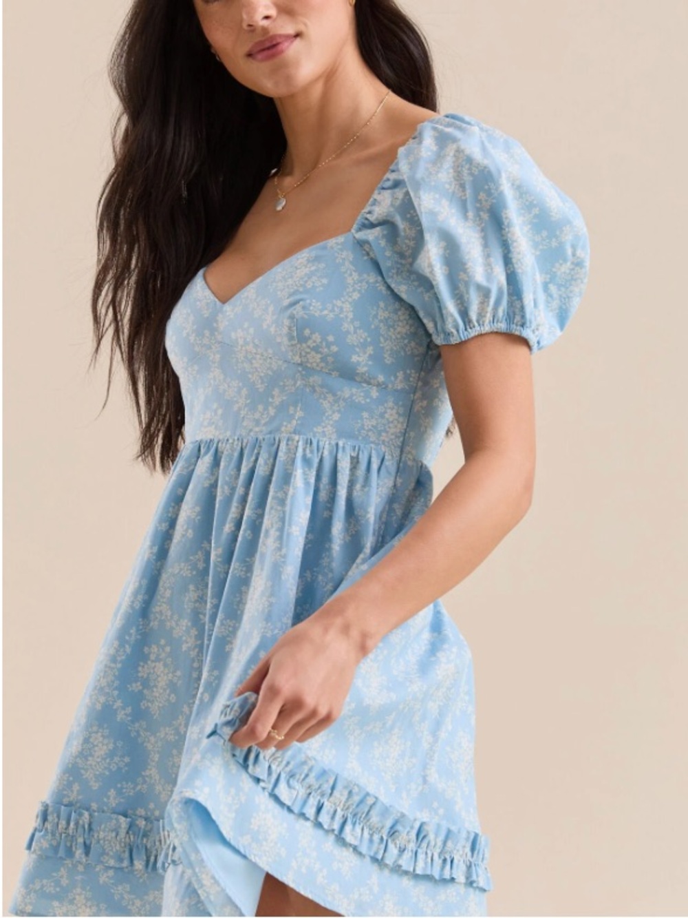 Altar'd State Maggie Light Blue Floral Babydoll Dress